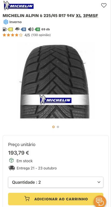 Pneus Michelin 225/45/17