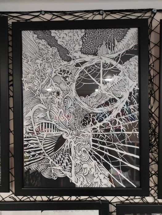 Obraz "ŻYWA MATERIA" 40x30 Abstrakcja Surrealizm Brudna Masa oprawiony
