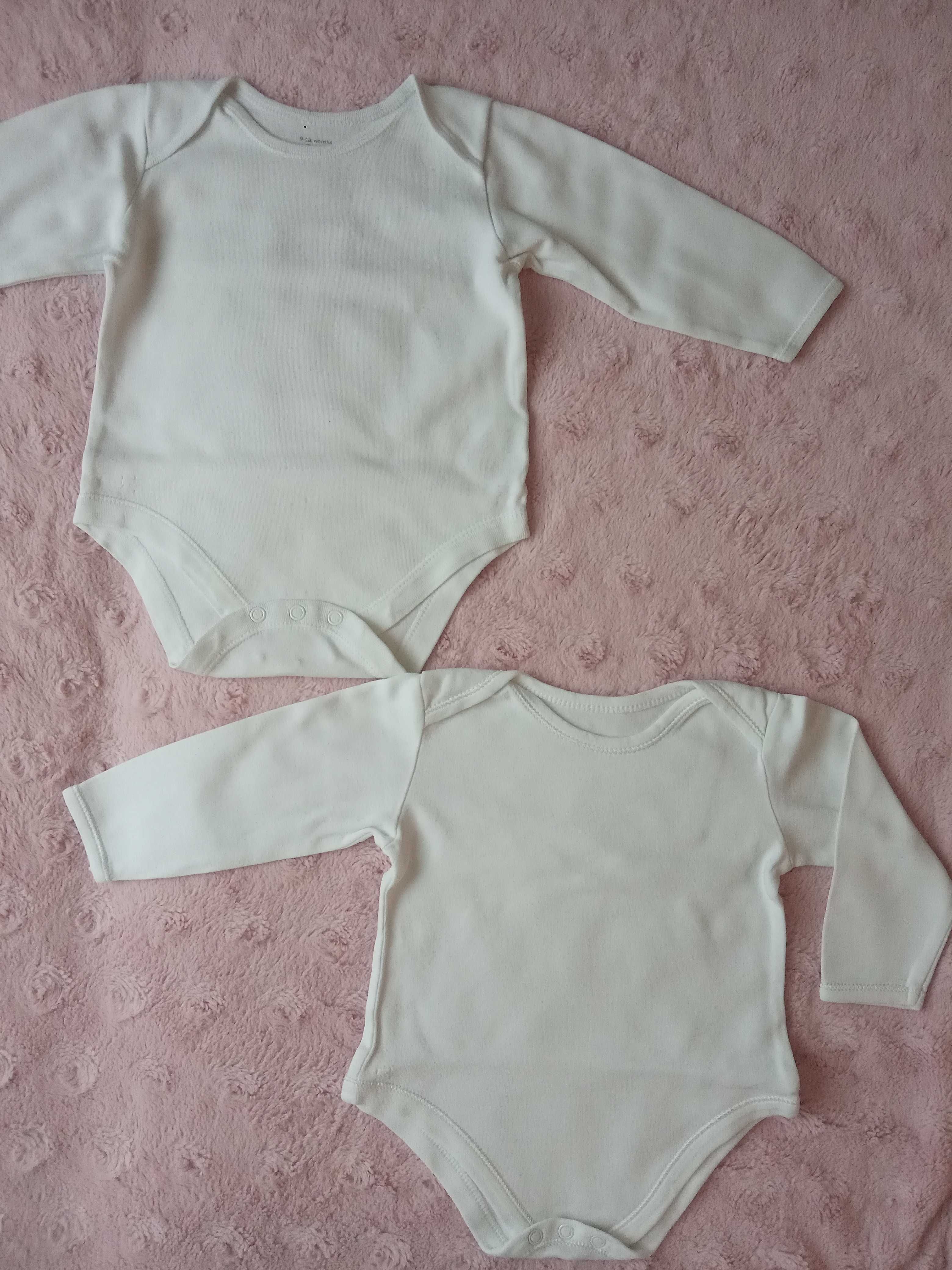 Body niemowlęce, krótki/długi rękaw, białe, r. 80 Zestaw