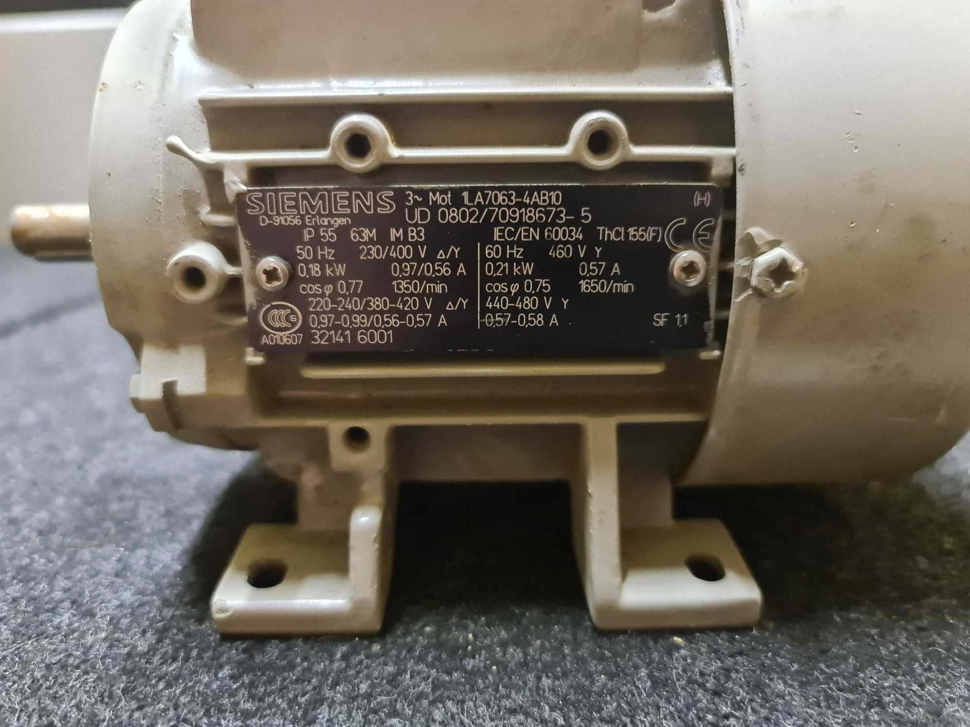 Silnik Siemens 0,18kW, 3F, 230/400 V (D/Y) 1350obr/min, B3