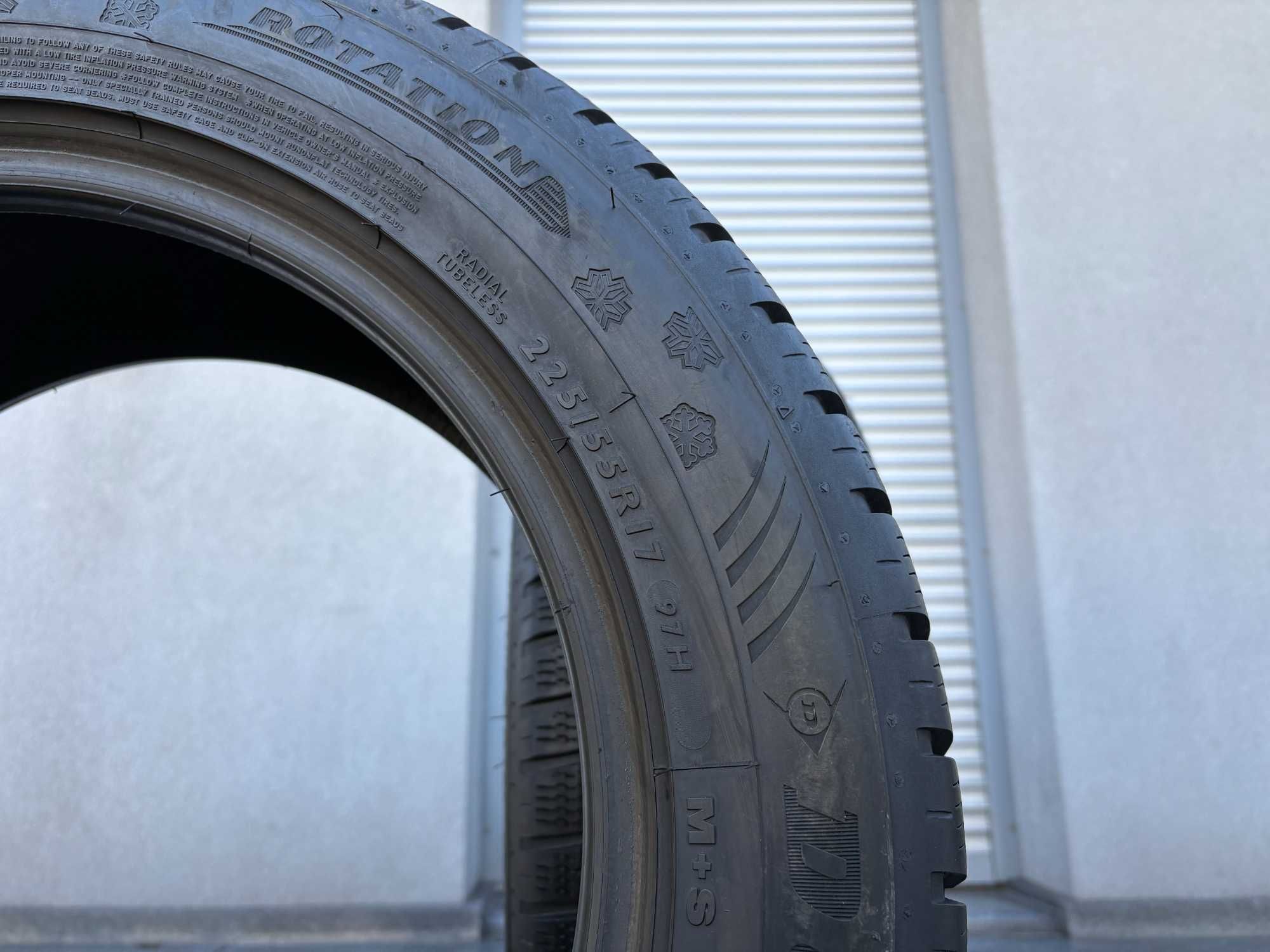 2szt zimowe 225/55R17 Dunlop RSC 7,4mm 2023r świetny stan! Z112