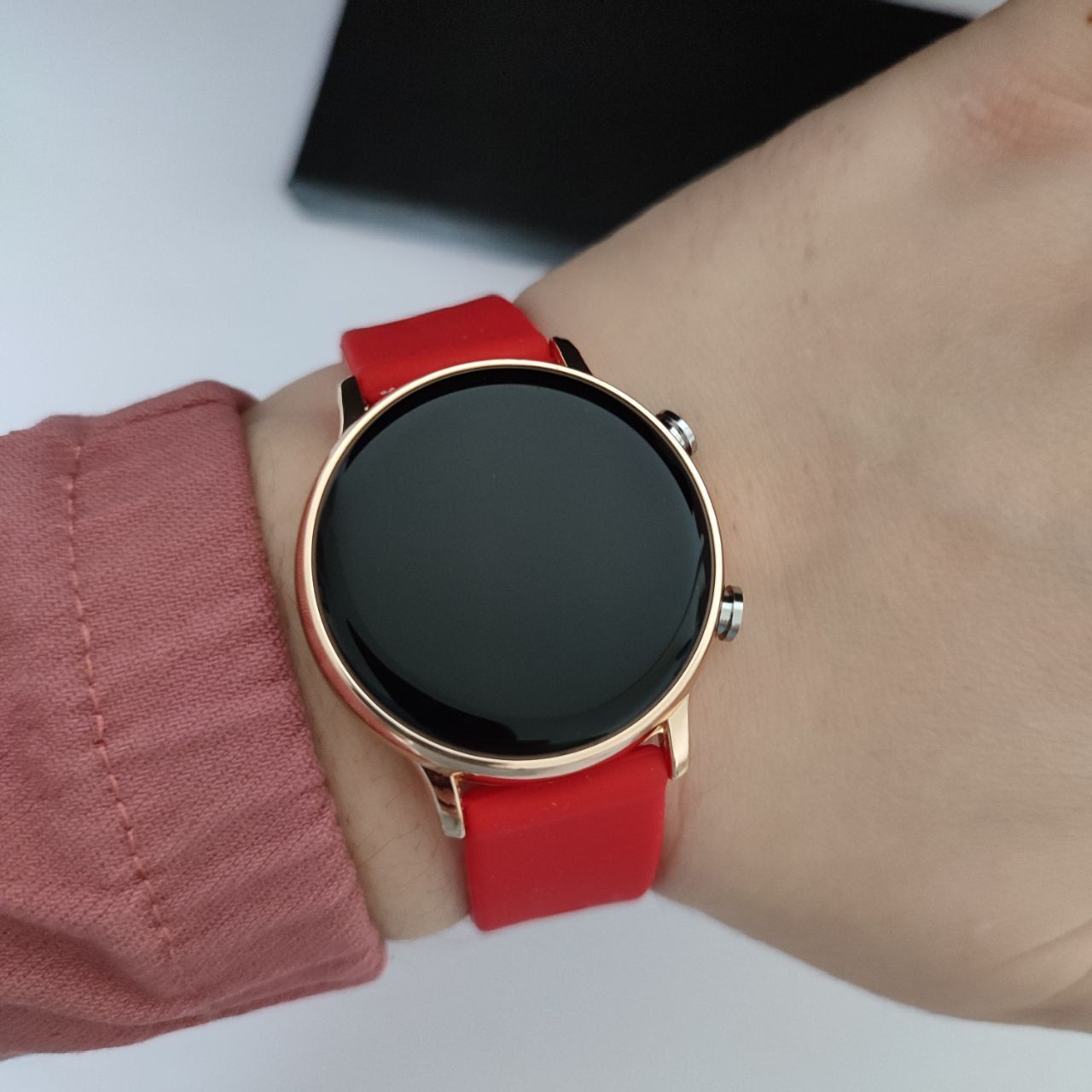 Zegarek damski czerwony złoty LED datownik silikonowy na Prezent
