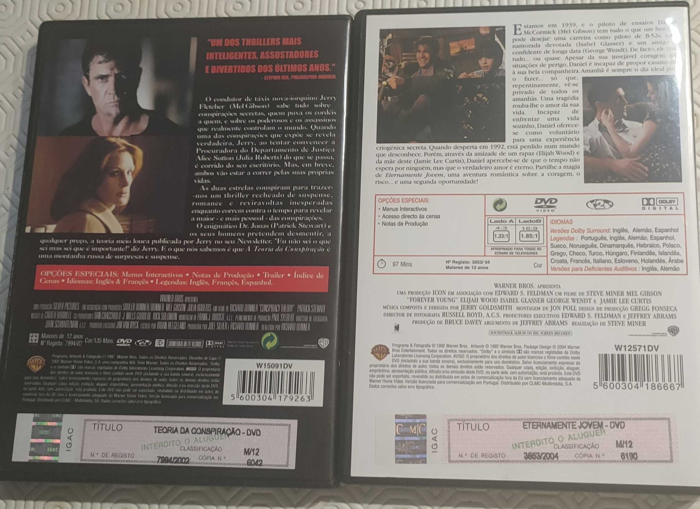 DVD's Mel Gibson Eternamente jovem e A teoria da conspiração