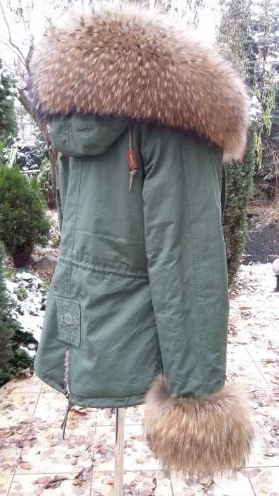 Parka Mr and Mrs Mr&Mrs Italy Naturalny Jenot i Szynszyle rozm. M