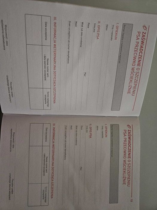 Książeczka zdrowia dla psa Royal Canin Wyprzedaż 20 sztuk
