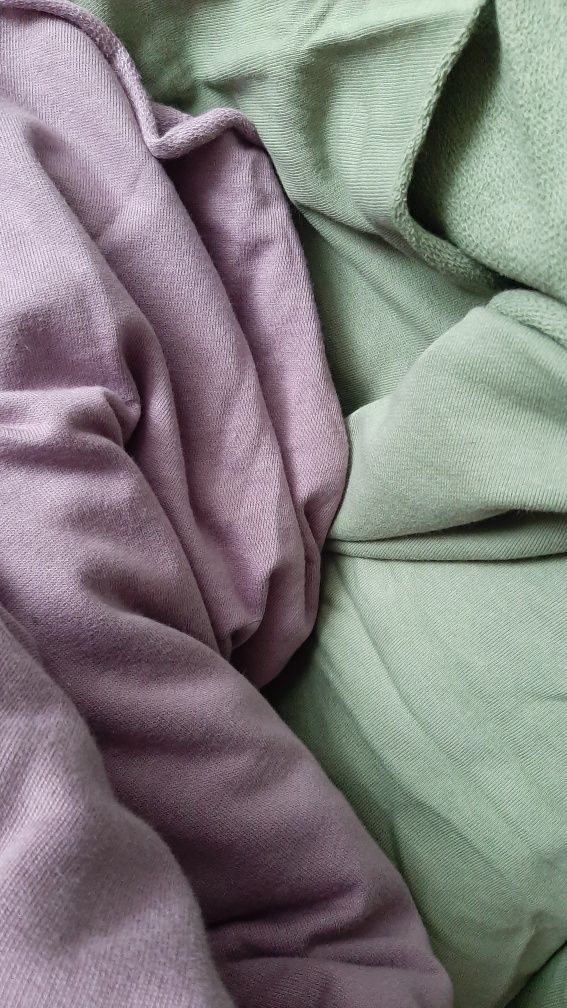 Dzianina dresówka pętelka kupon 2x2mb khaki i lawenda