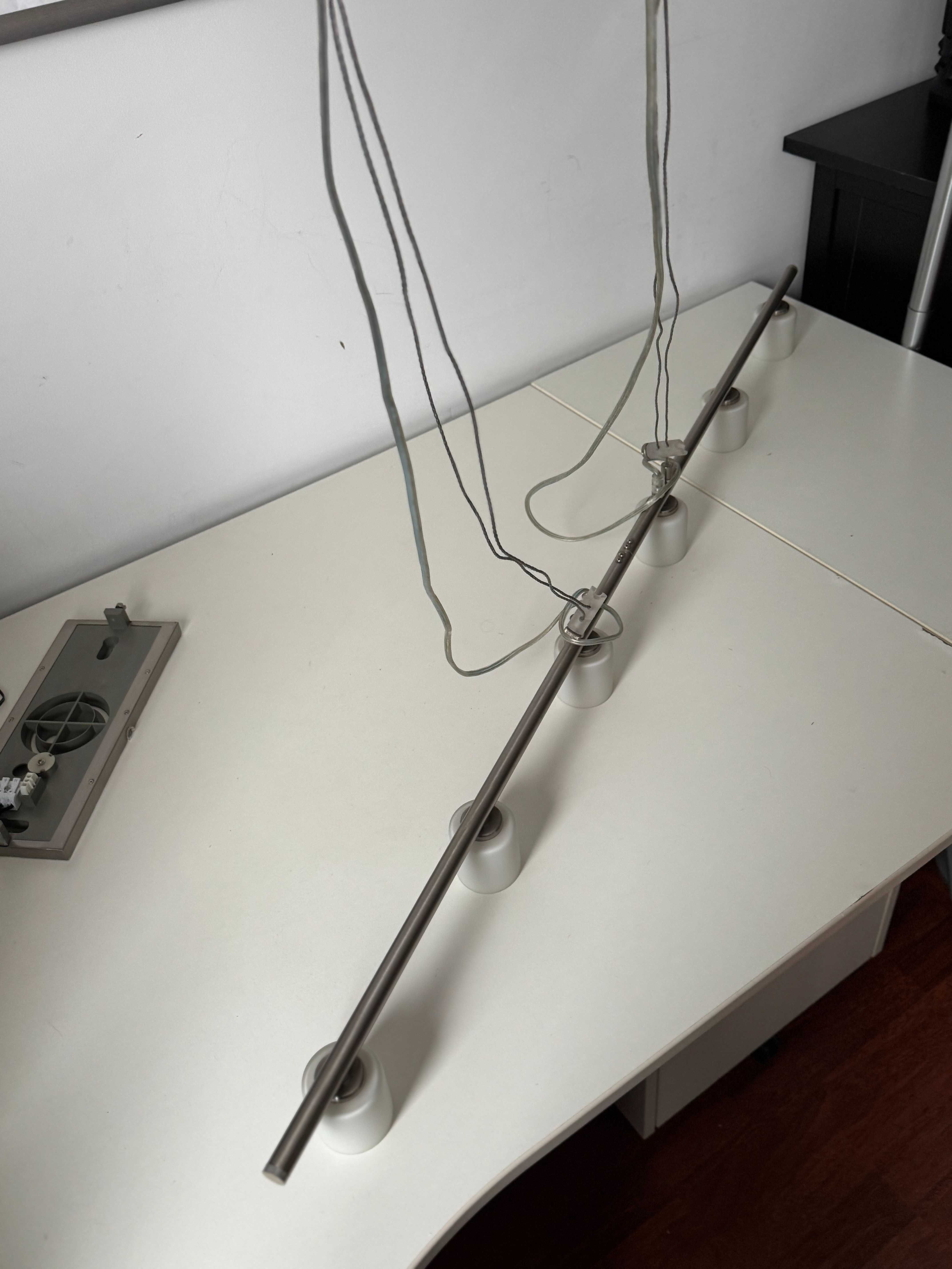 Lampa wisząca sufitowa z 6 kloszami – stal szczotkowana/szkło mleczne