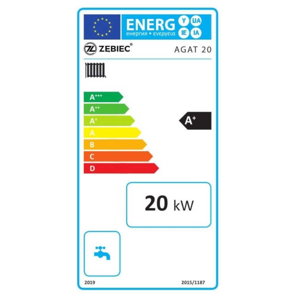 Kocioł, piec na pelet Zębiec AGAT LKP 20 kW - 5 klasa - ECODESIGN