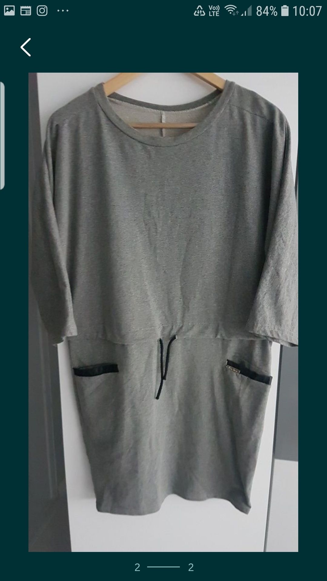 Sukienka dresowa,szara,2 kieszenie,xl