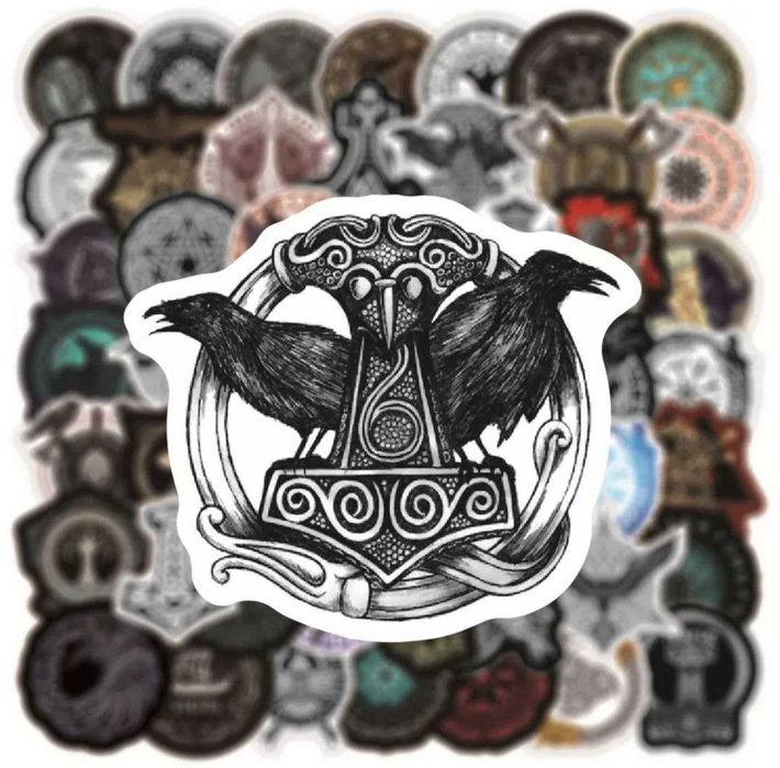 Набор стикеров 50 шт виниловые наклейки викинги древние символы