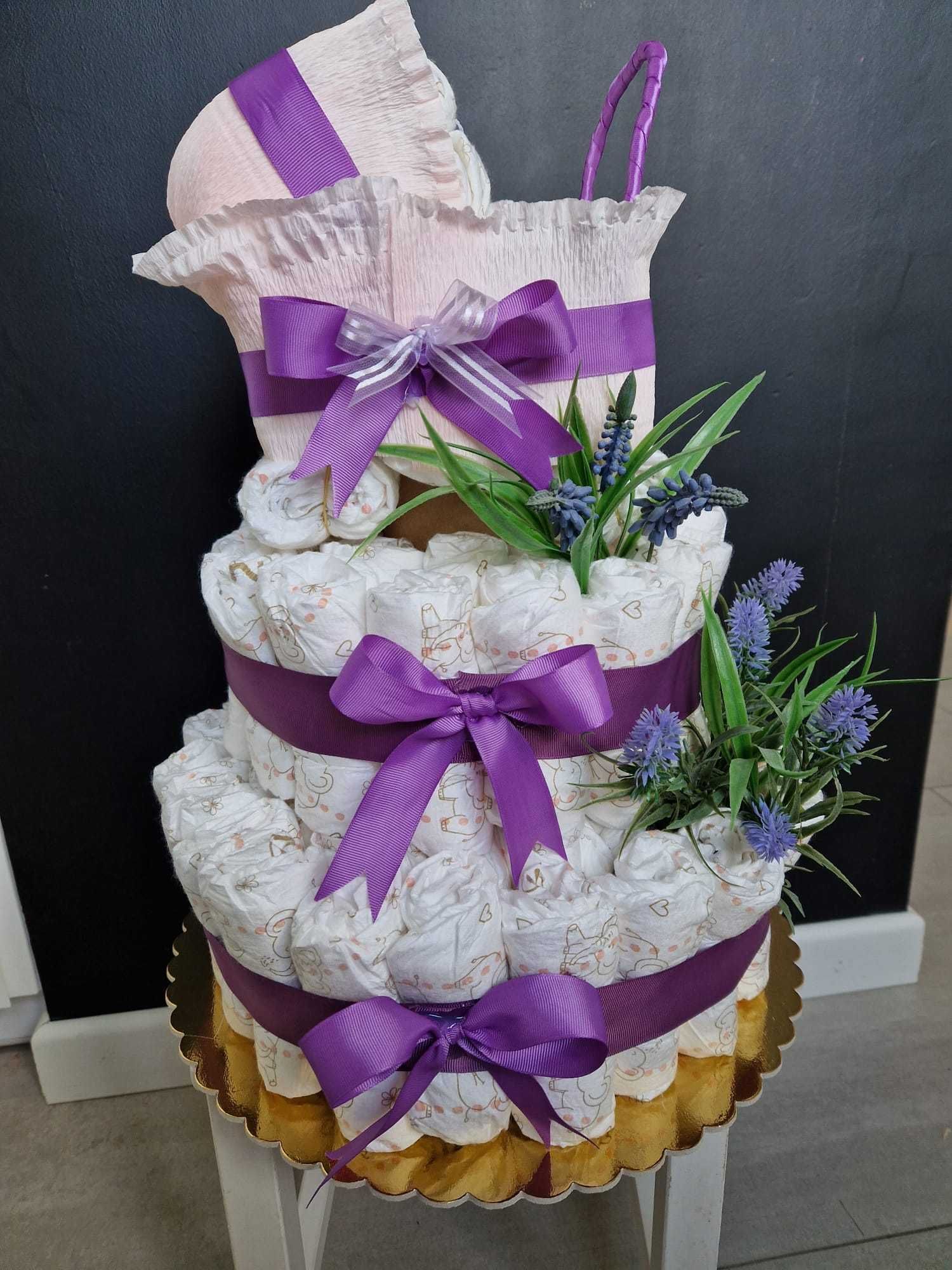 Spersonalizowany TORT z pieluch baby shower / chrzciny / narodziny