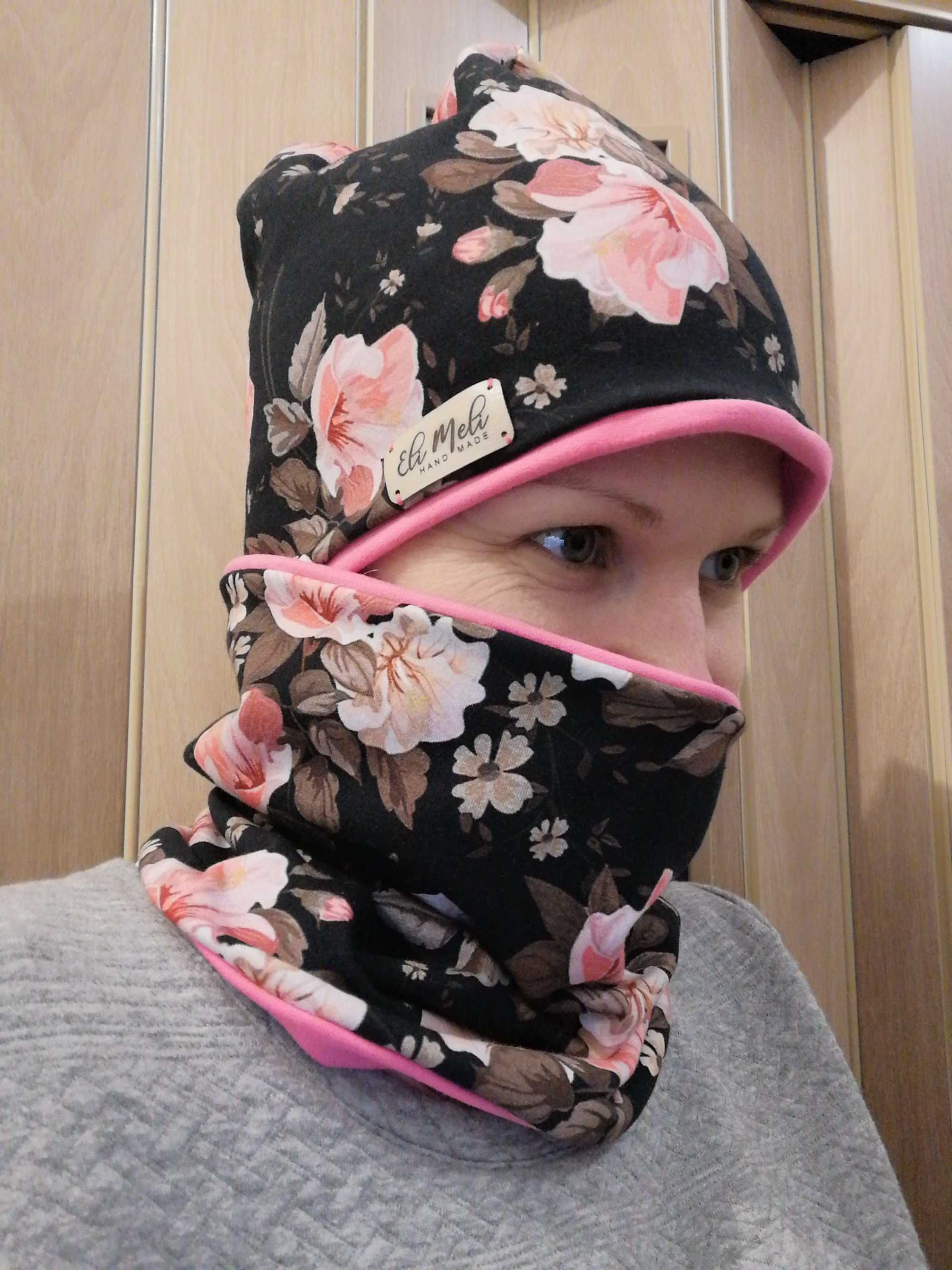 Czapka plus komin szyty na wymiar, zestaw jesienny , damski lub męski