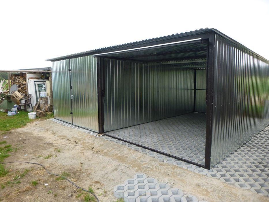Garaż blaszany 6x5 6x6 dwa stanowiska Blaszak podwójny Garaże blaszane