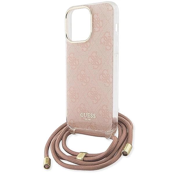 Etui Guess Crossbody Cord 4G Print na iPhone 15 Pro Max - różowe