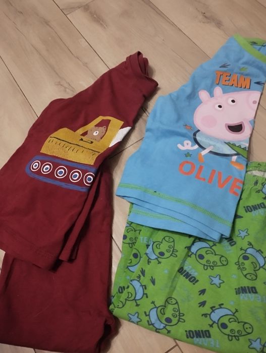 Trzy piżamy Peppa koparki długie i krótka r 86/92