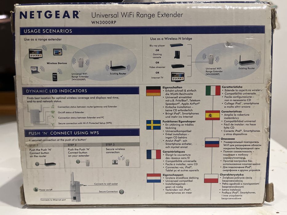 Netgear WiFi Range Extender wzmacniać sygnału WPA/WPA2/WEP