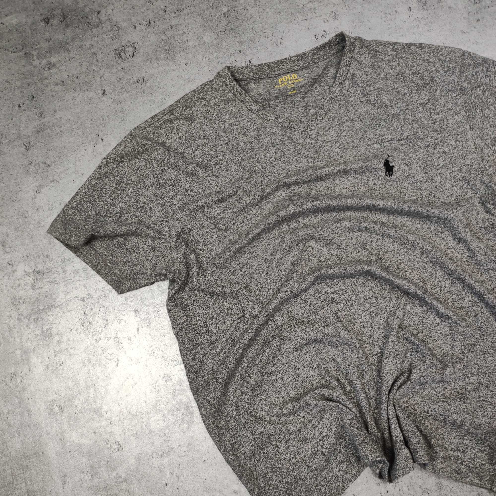 MĘSKA Koszulka Elegancka V Szara Polo Ralph Lauren Haft Bawełniana