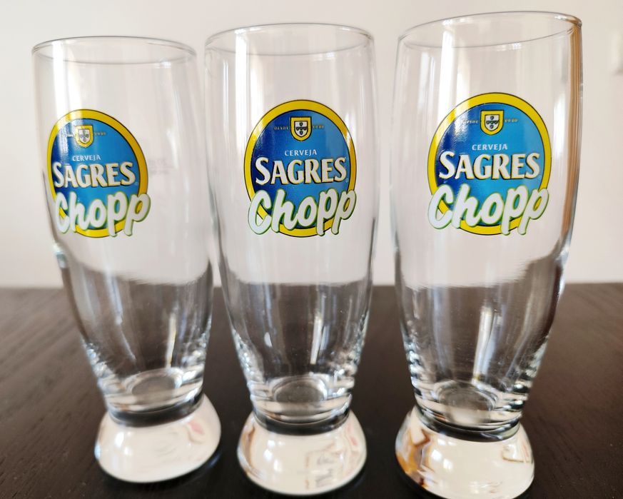 Lote de 3 copos de Cerveja - Sagres Chopp (Novos - 30 cl)
