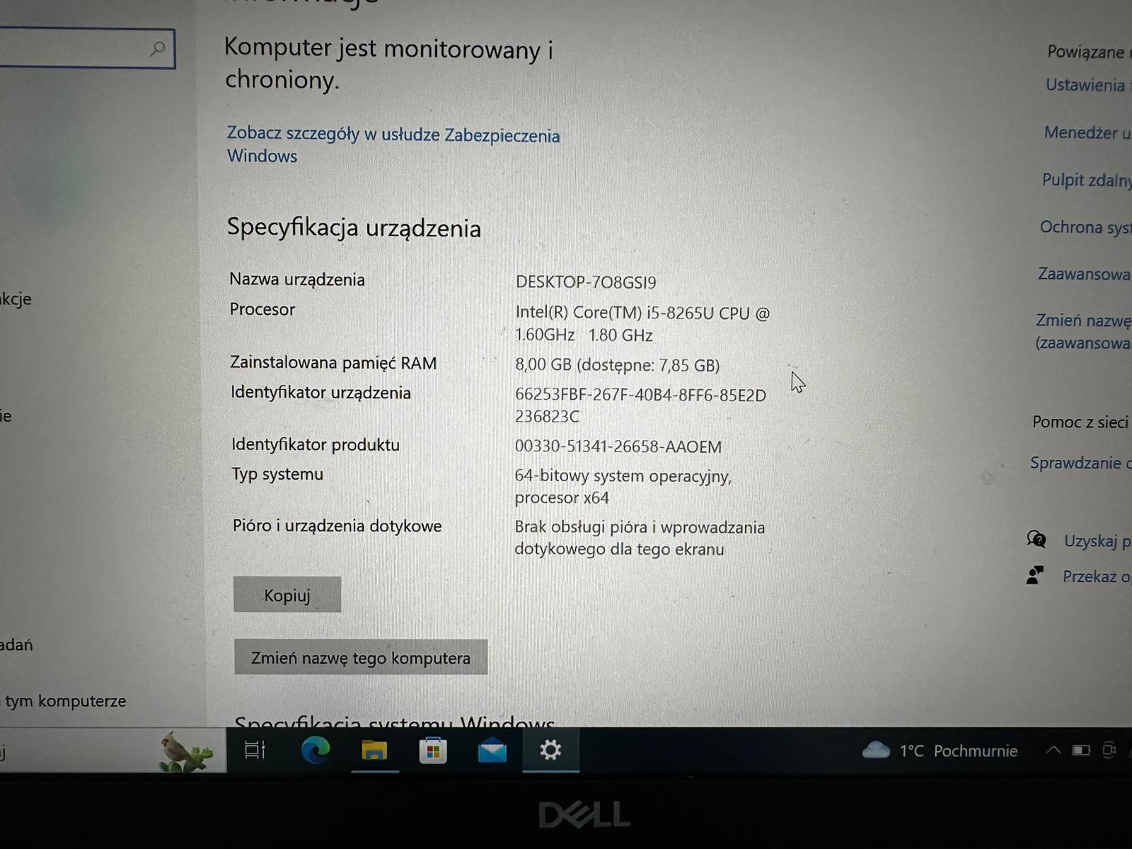 Dell latitude 7300 i5-8265u 8/128gb