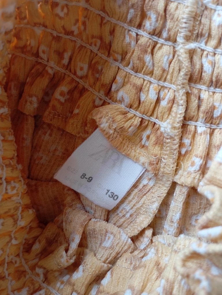 ZARA 8-10L długa żółta spódnica kwiaty kwiatuszki tkanina strukturalna