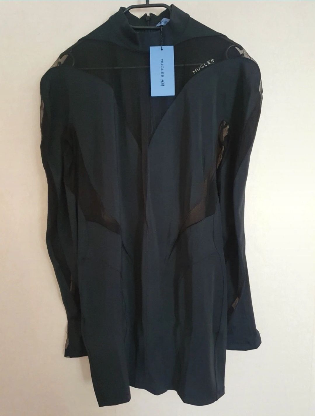 H&M x mugler nowa sukienka mini z siateczką edycja limitowana