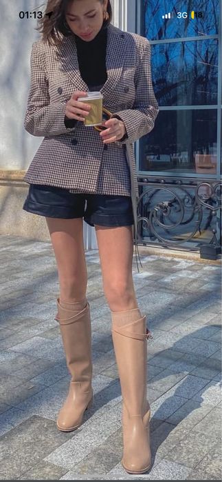 Сапоги чоботи hermes гарні 36 беж