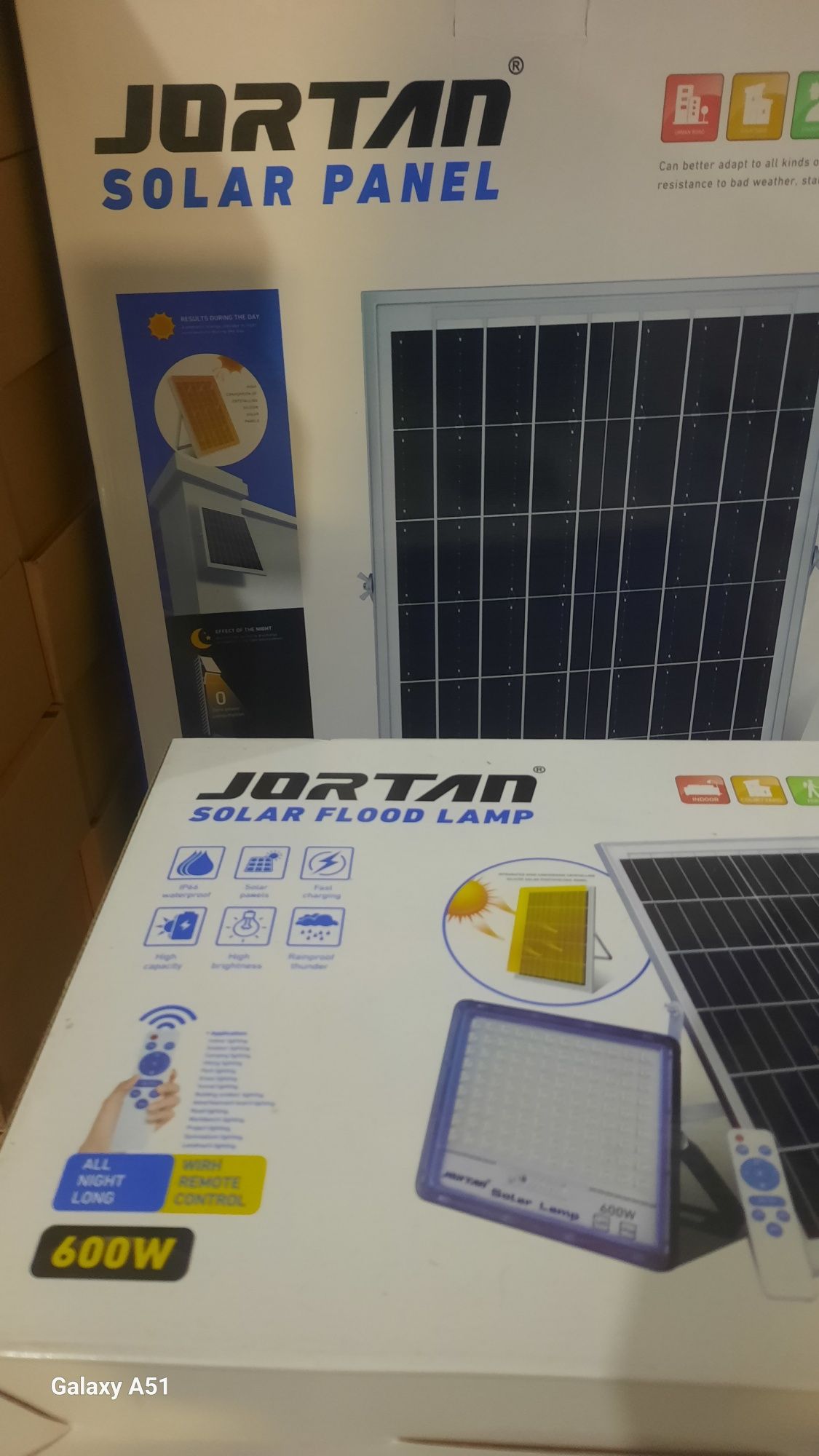 Foco led 600w ip66 painel solar 6500k luz branca marca Jortan