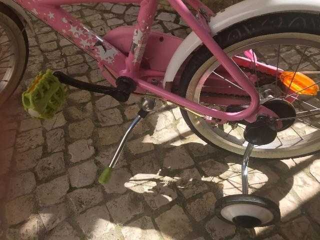 Bicicleta rosa 14 Polegadas capacete e quadro interativo Patrulha Pata