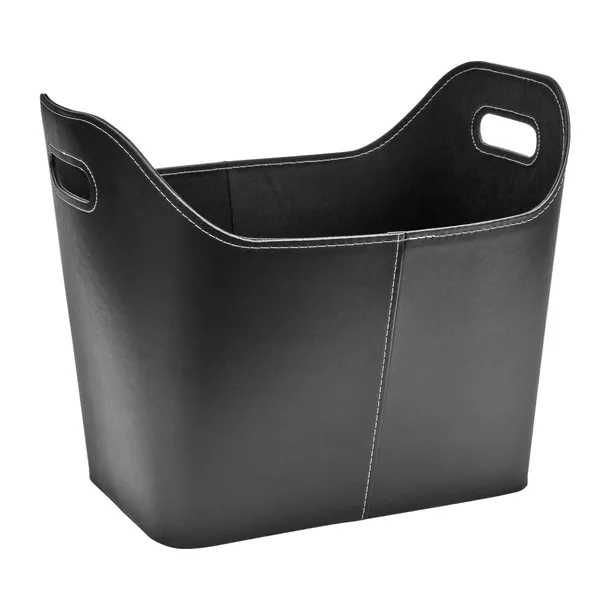 Kosz kominkowy na drewno z uchwytami skórzany 48x35x40 Cm