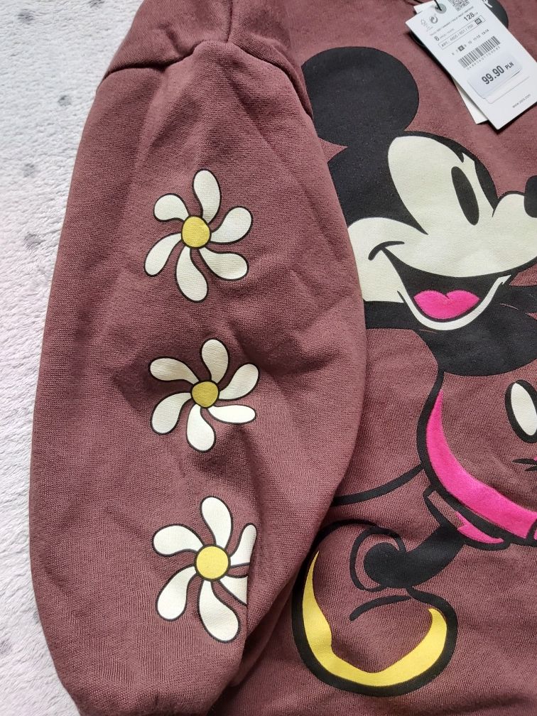 Nowa! 128 zara sukienka dresowa tunika długa bluza myszka mickey