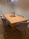 Conjunto mesa de jantar carvalho extensível + 8 cadeiras