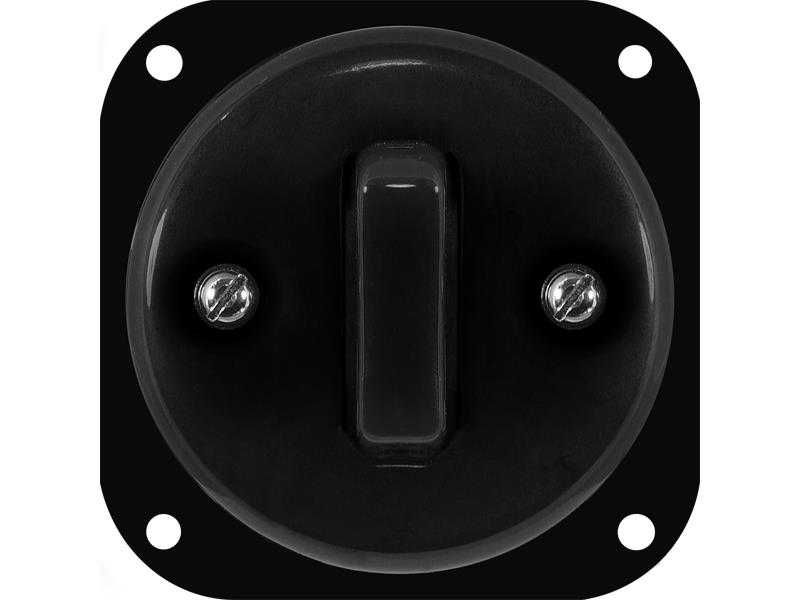 RETRO wyłącznik dzwonkowy (chwilowy) CZARNY Ceramiczny LOFT PRL