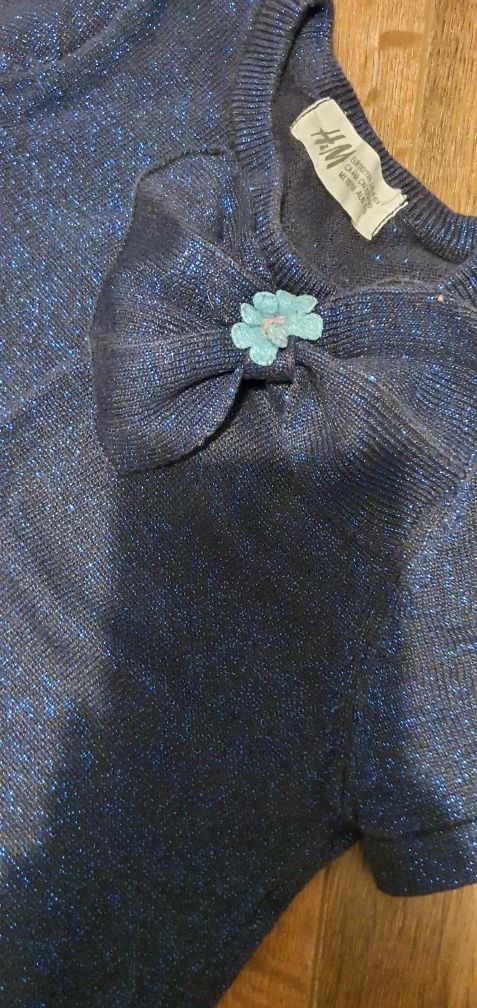 Sukienka h&m grantowa brokatowa nitka dla dziewczynki 110 116 święta