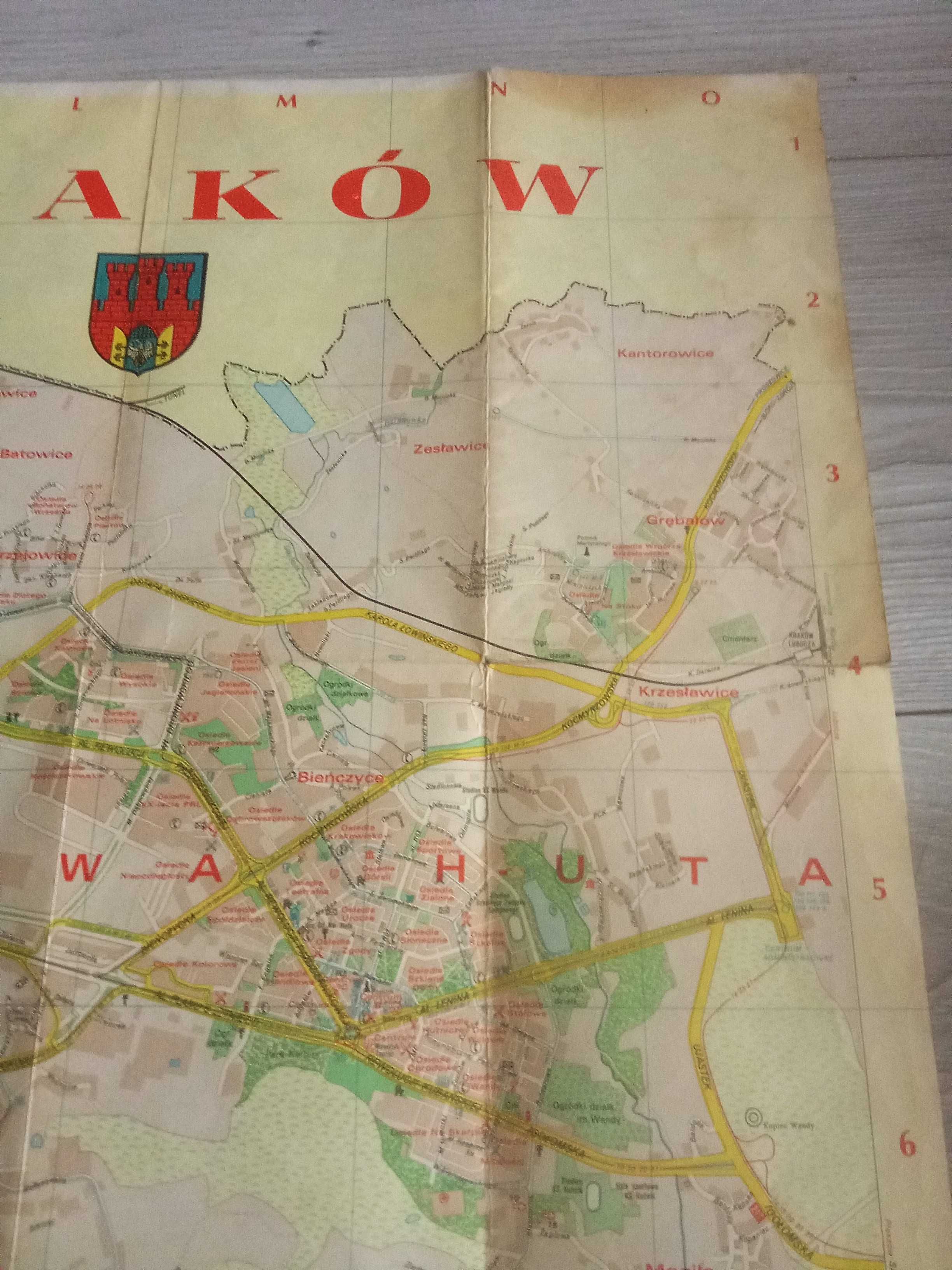 Mapa plan miasta Kraków PRL