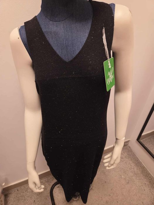 Damski Komplet Swetrowy Sukienka + Sweter Czarny   L XL