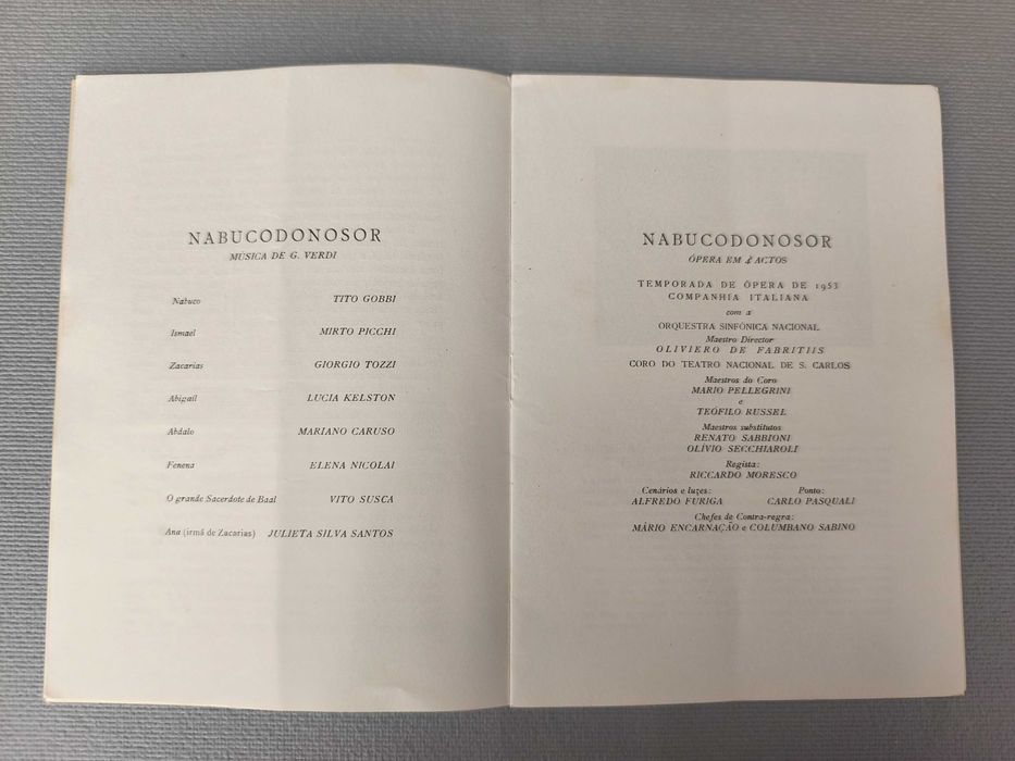 NABUCONODONOSOR - Verdi
Programa e argumento
Ópera S. Carlos