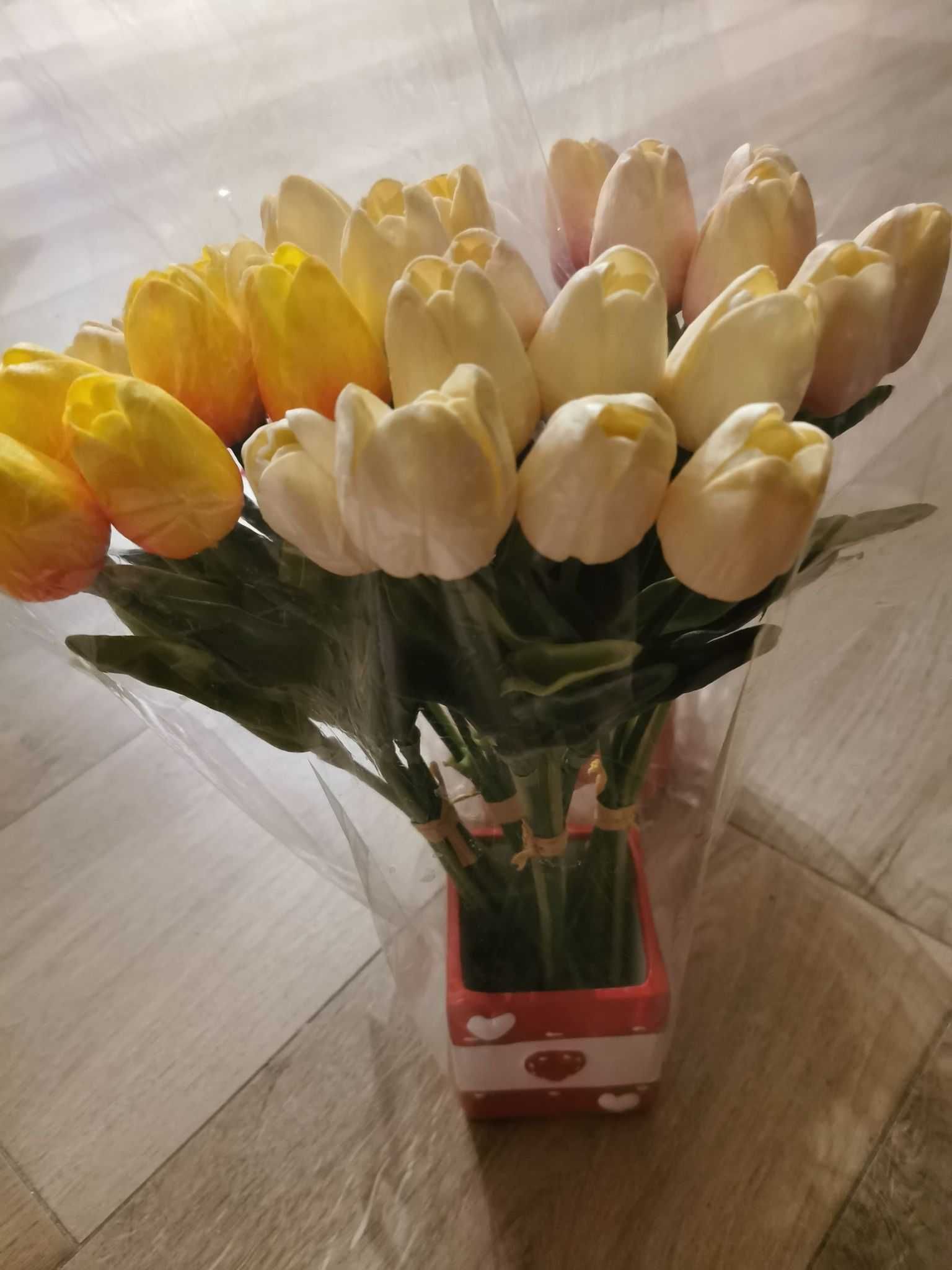 Tulipany kwiaty sztuczne walentynki ogród dom wazon kol tulipan okazja