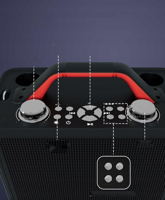 Karaoke ALPOWL K06 z 2 mikrofonami przenośne LED TF USB AUX TWS