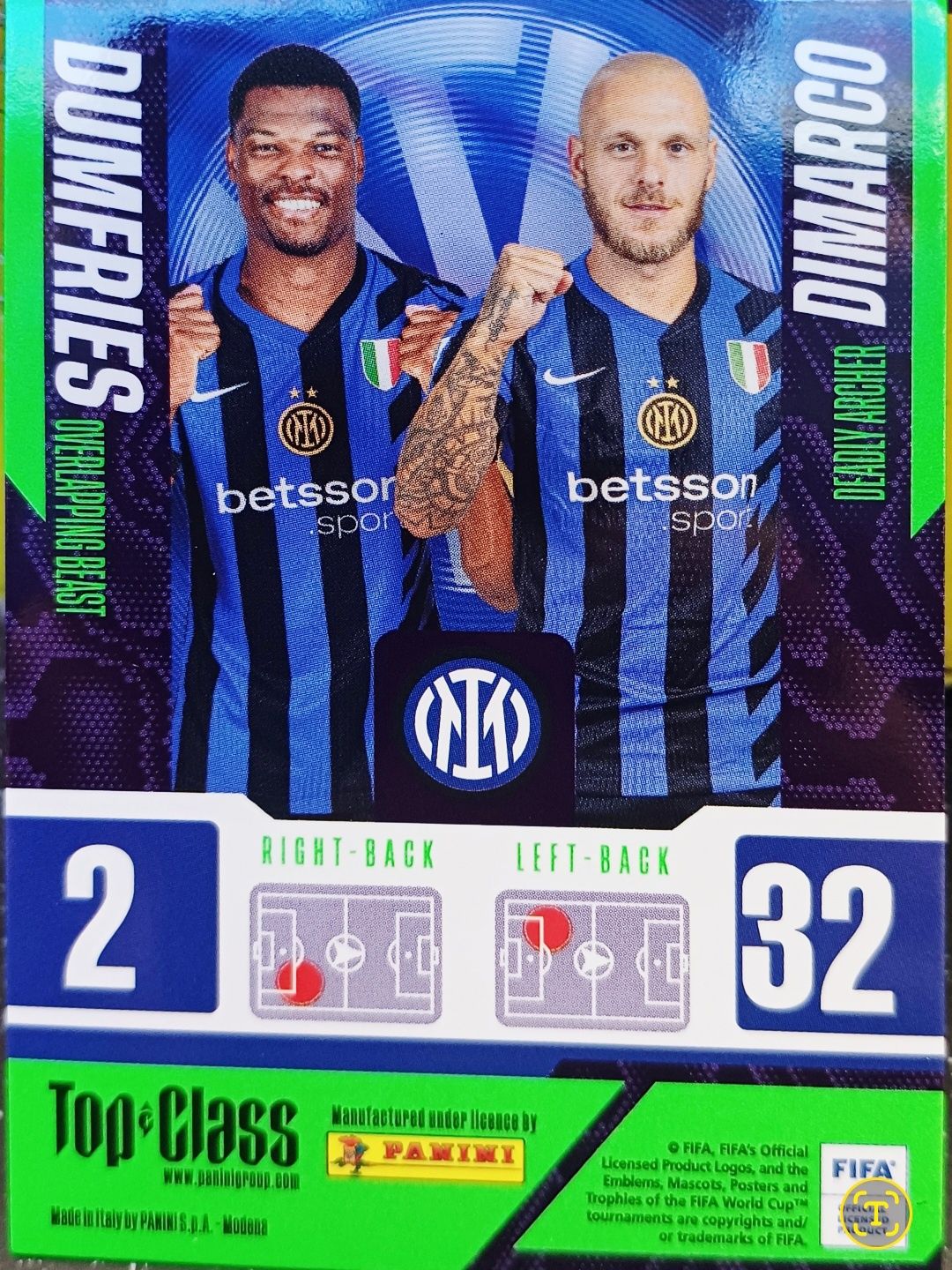 Panini Top Class nr 222 | Dumfries & Dimarco | Inter Mediolan Magic Mi
