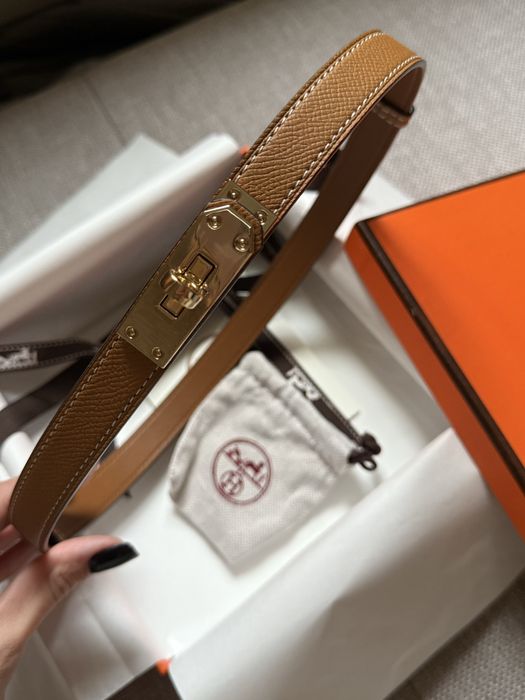 Шкіряний ремінь hermes kelly. Коричневий та чорний