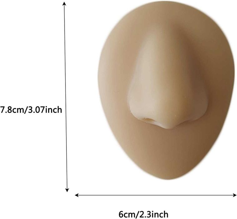 Model nosa 3D z silikonu do nauki, piercingu i akupunktury