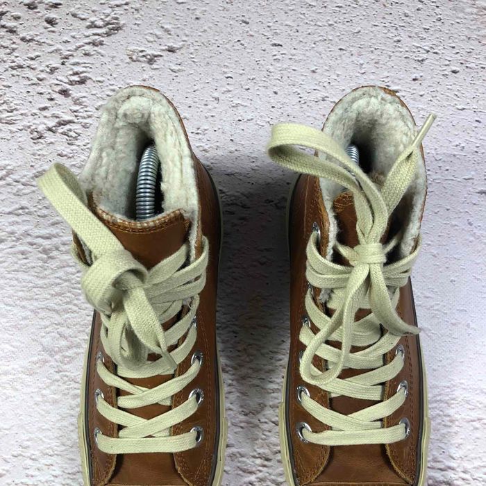 шкіра високі утеплені кеди Converse hi Mid оригінал зимові