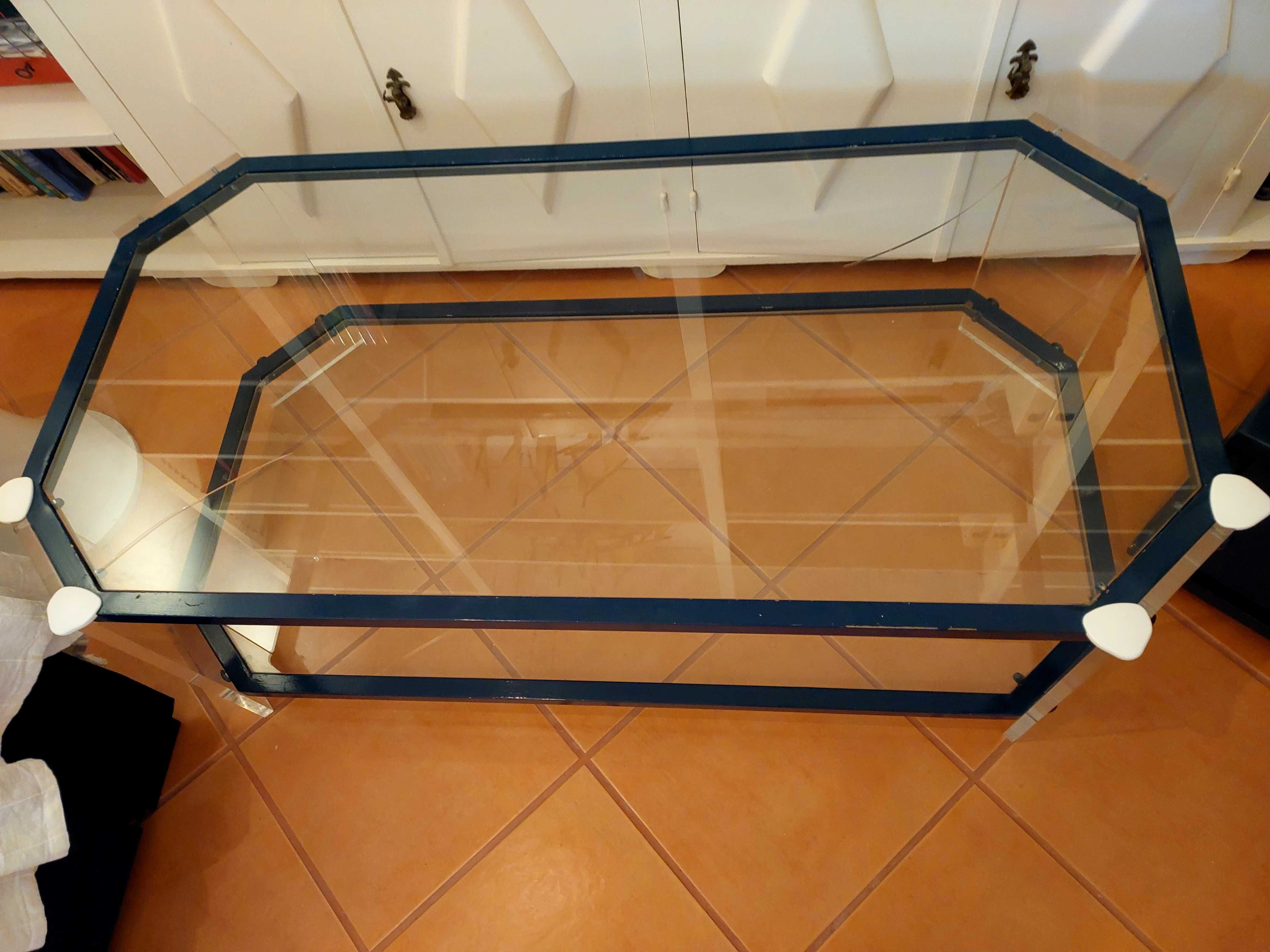 Mesa de vidro grande para apoio a sofá