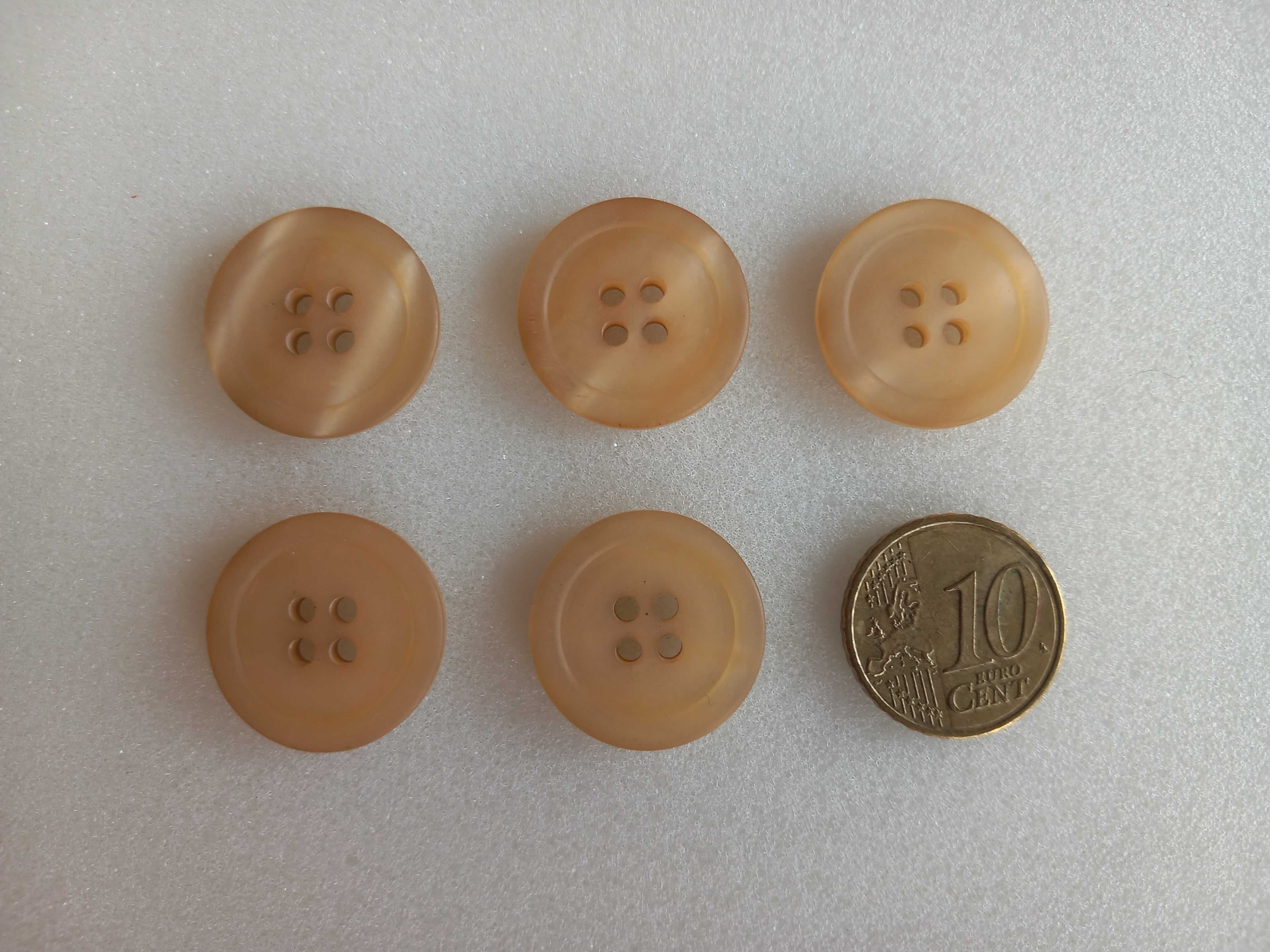 Botões 4 furos bege semi-transparente 2 cm (conj. 5)