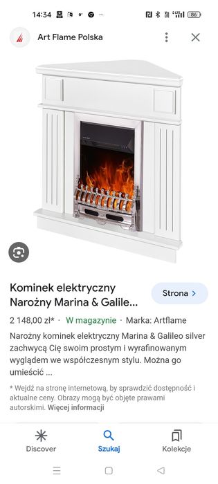 Nowy kominek elektryczny Glamour srebrny