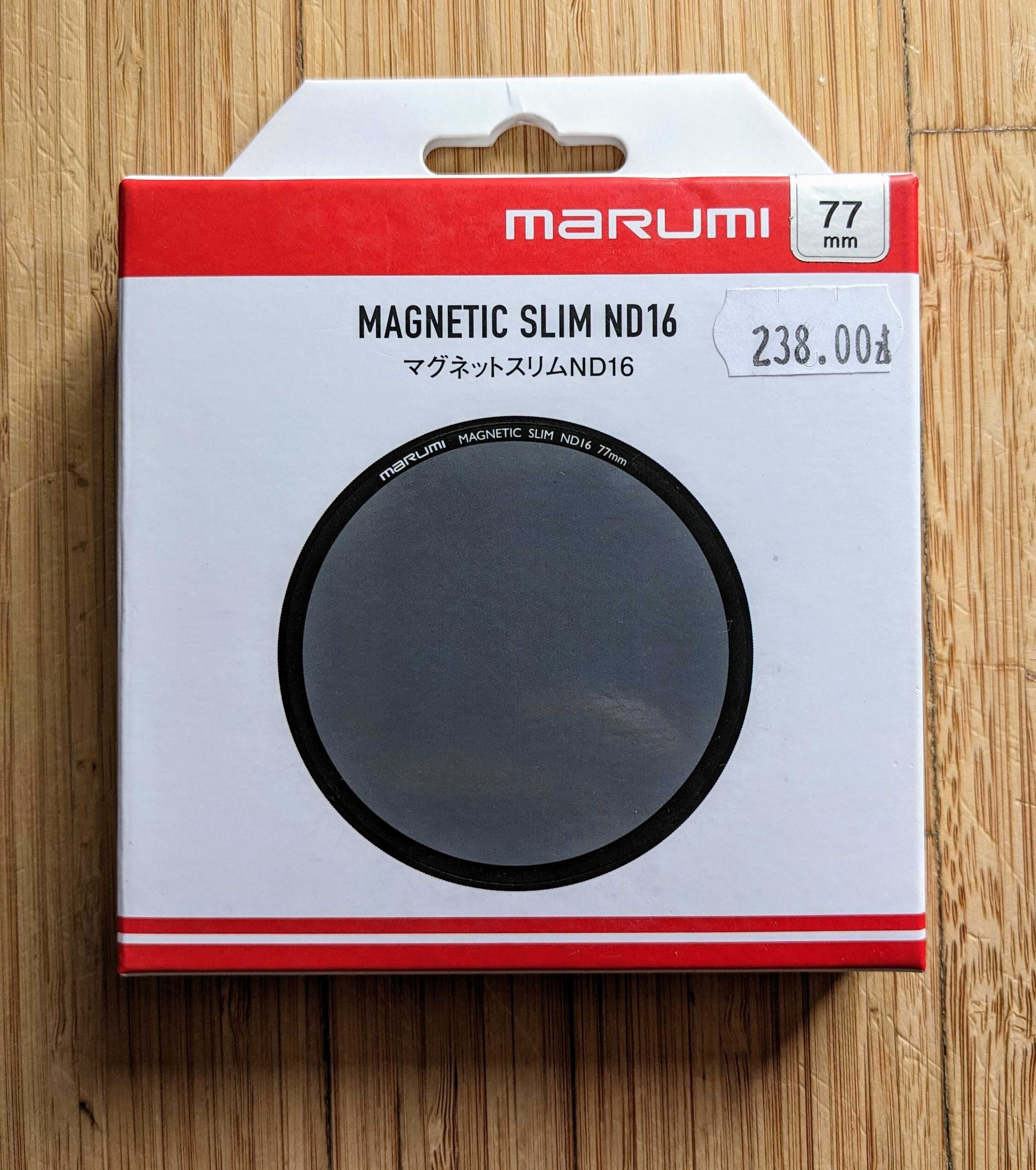 Marumi Magnetic Slim 77mm: Filtr ND16 + Adapter + Dekielek