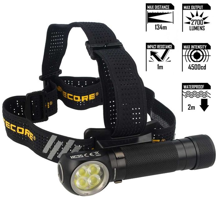 Ліхтар налобний Nitecore HC35 налобный фонарь 2700 люмен!