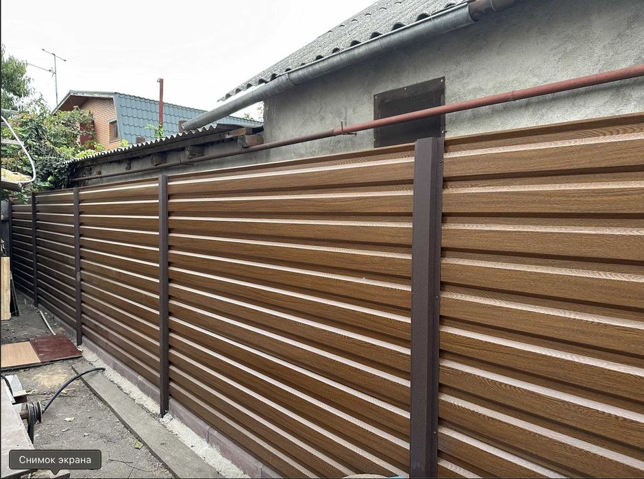 Профнастил для заборов. Дерево. Камень. Матовый. Монтаж. Паркан. 1 час