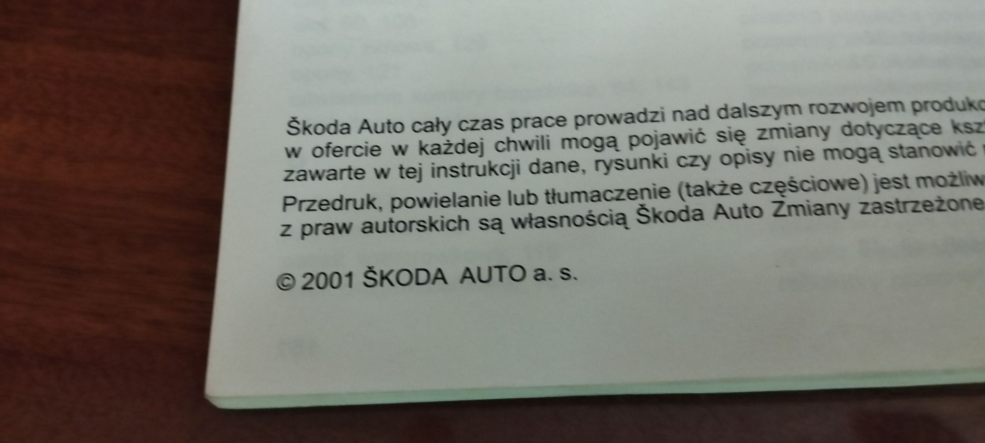 Instrukcja obsługi po polsku Skoda Fabia I 2001r