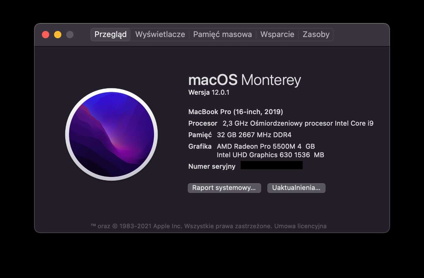 MacBook Pro 16" 2.3 GHz i9 32GB / 1TB AMD Radeon 5500 4GB